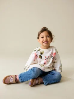 Clearance Next Cream Floral Crew Neck Sweatshirt (3mths-7yrs)