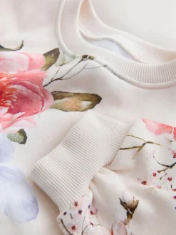 Clearance Next Cream Floral Crew Neck Sweatshirt (3mths-7yrs)