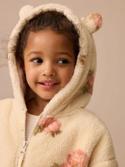 Best Next Zip Through Fleece (3mths-7yrs) Cream Floral Print