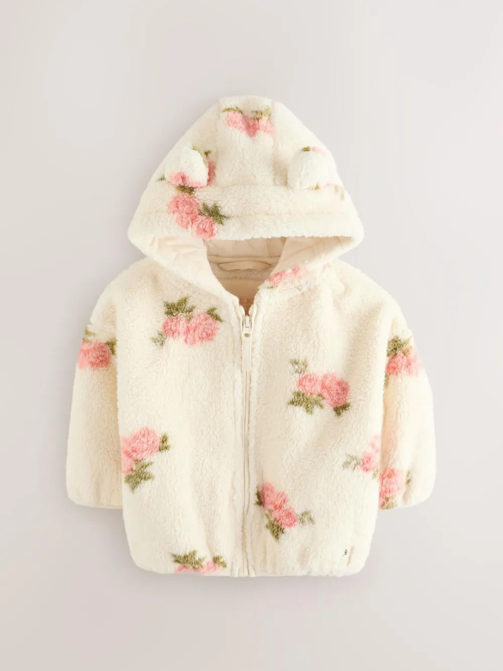 Best Next Zip Through Fleece (3mths-7yrs) Cream Floral Print