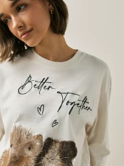 Next Cream Guinea Pig Short Pyjamas Set^Women Pyjamas|All Night & Lounge