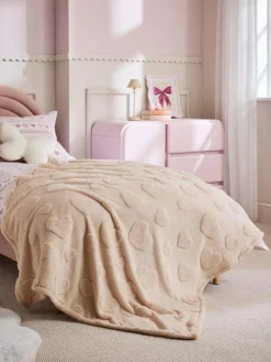 New Next Fleece Throw Cream Heart
