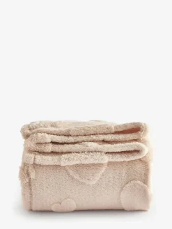 New Next Fleece Throw Cream Heart