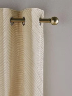 New Next Collection Luxe Heavyweight Velvet Swirl Eyelet Lined Curtains Cream Ivory