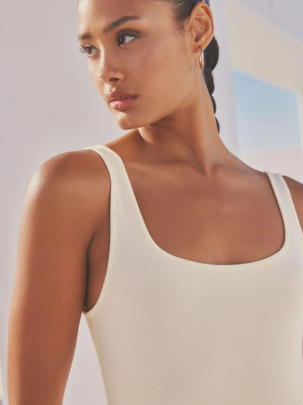 Hot Next Jersey Waisted Summer Dress Cream