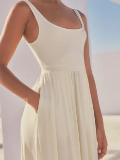 Hot Next Jersey Waisted Summer Dress Cream