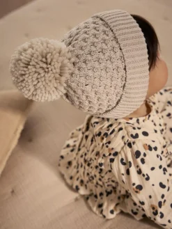 Outlet Next Cream Knitted Pom Waffle Baby Hat