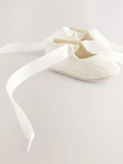 Next Cream Lace Baby Tie Front Occasion Shoes (0-24mths)^ Shoes|Boots