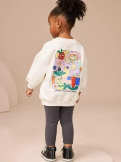 Next Cream Rainbow Graphic Print Sweatshirt & Leggings Set (3mths-7yrs)^ Sweatshirts & Hoodies|Sets & Co-Ords