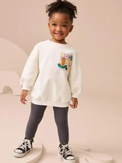 Next Cream Rainbow Graphic Print Sweatshirt & Leggings Set (3mths-7yrs)^ Sweatshirts & Hoodies|Sets & Co-Ords