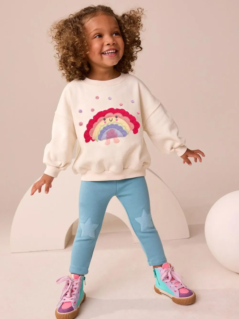 Clearance Next Crew Neck Sweatshirt (3mths-7yrs) Cream Rainbow Taco