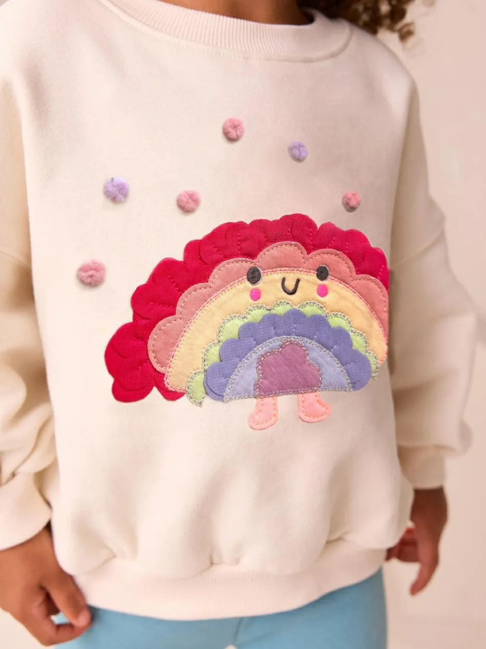 Clearance Next Crew Neck Sweatshirt (3mths-7yrs) Cream Rainbow Taco