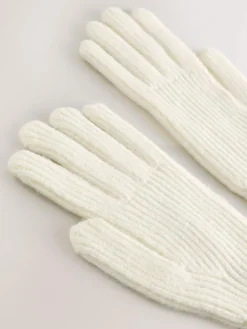 Next Rib Knit Gloves Cream