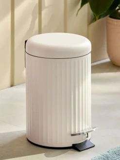 Next Cream Rib Soft Close 3 Litre Pedal Bin^ Bathroom Accessories