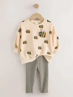 Best Next Sweatshirt and Leggings Set (3mths-7yrs) Cream Stripe Bee