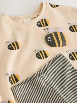Best Next Sweatshirt and Leggings Set (3mths-7yrs) Cream Stripe Bee