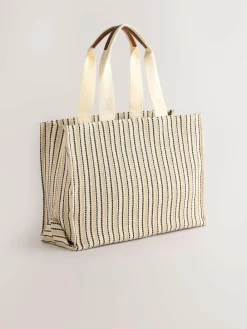 Next Cream Structured Canvas Shoulder Bag^Women Bags