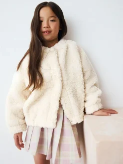 Next Cream Sunflower Borg Jacket (3-16yrs)^ Jackets & Coats|Snowsuits & Coats