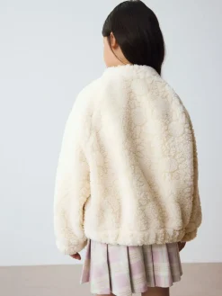 Next Cream Sunflower Borg Jacket (3-16yrs)^ Jackets & Coats|Snowsuits & Coats