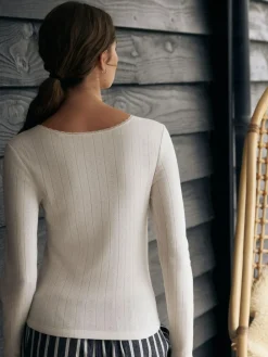 Online Next Thermal Maximum Warmth Cosy Pointelle Long Sleeved Top Cream