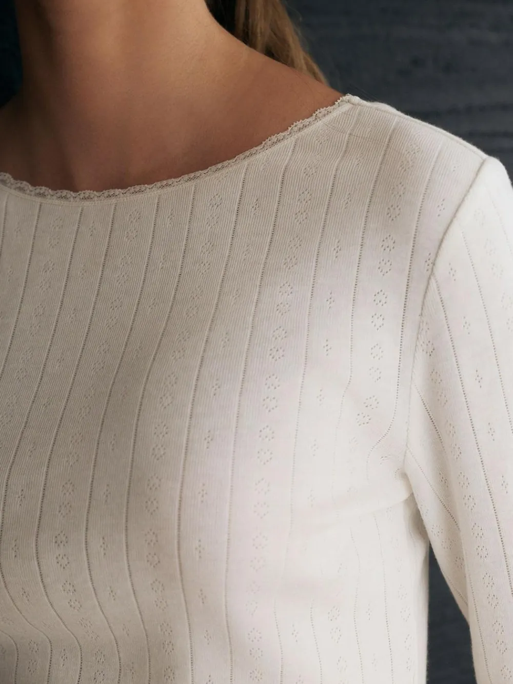 Online Next Thermal Maximum Warmth Cosy Pointelle Long Sleeved Top Cream