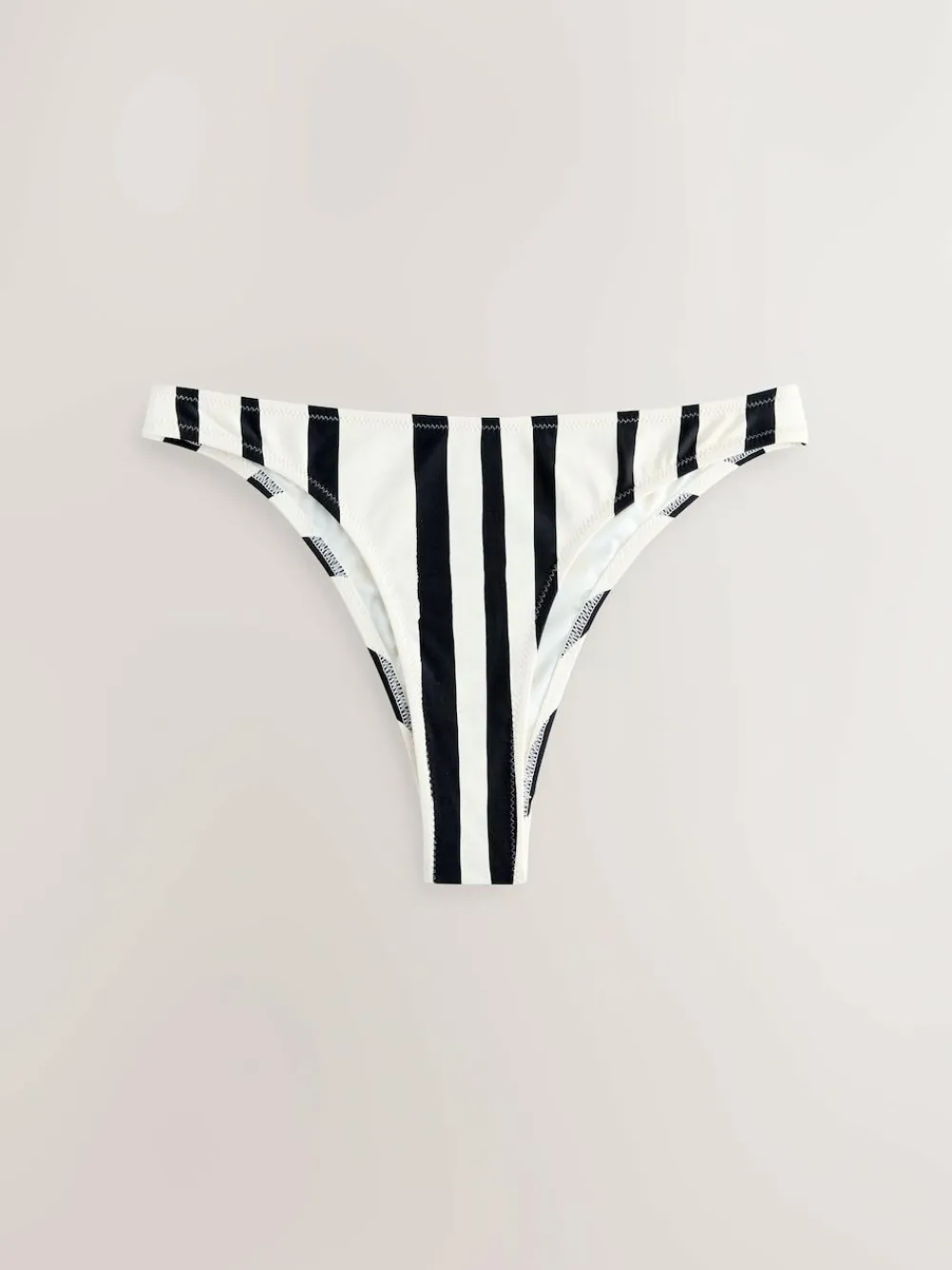 Next Cream/Black Stripe Brazilian High Leg Bikini Bottoms