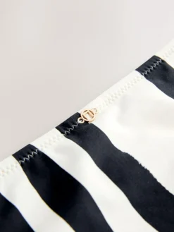 Next Cream/Black Stripe Brazilian High Leg Bikini Bottoms