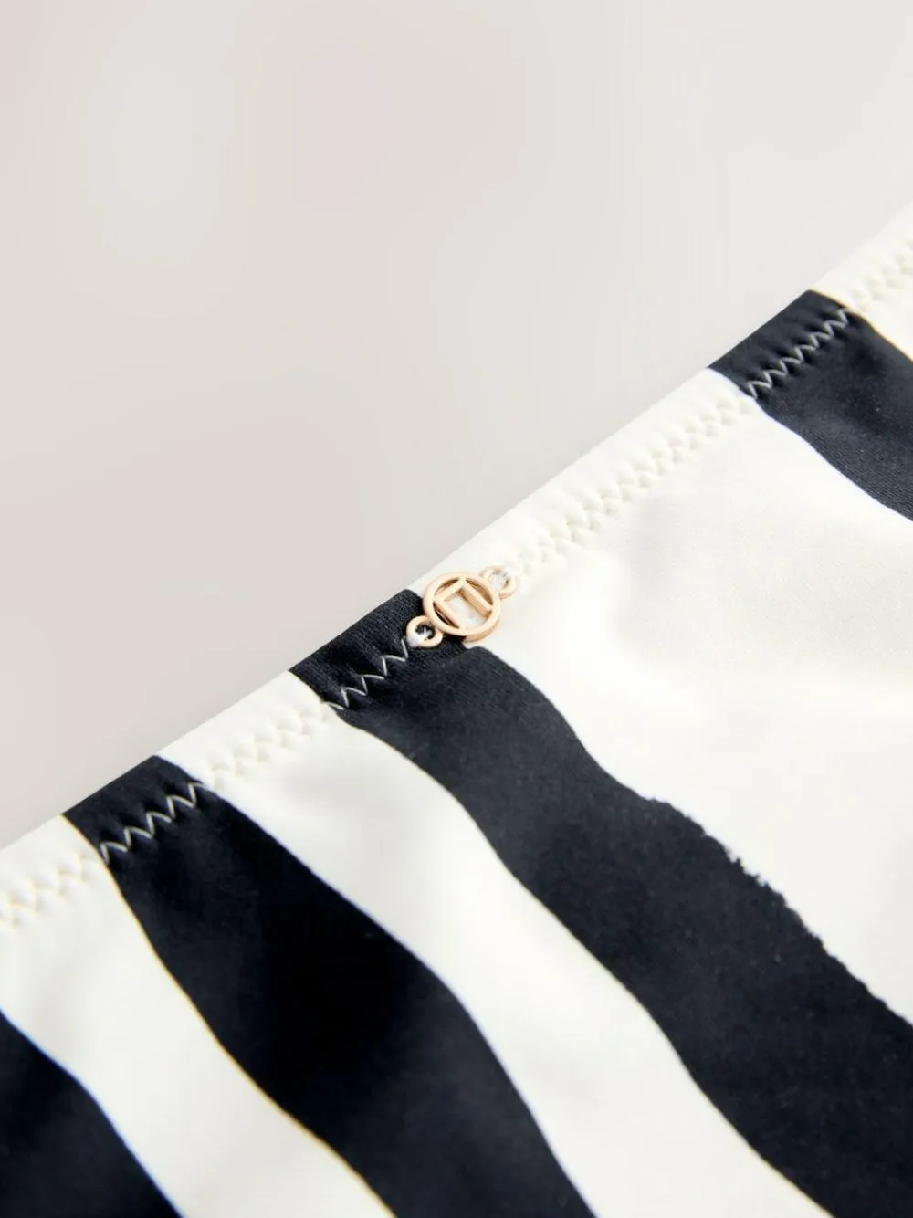 Next Cream/Black Stripe Brazilian High Leg Bikini Bottoms