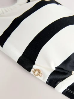 Next Cream/Black Stripe Hardware Bandeau Bikini Top^Women Swimwear