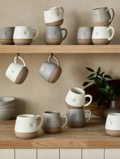 Next Cream/Grey Alphabet Speckle Glazed Mug^ Mugs & Cups