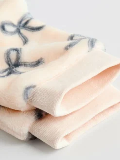 Clearance Next Cream/Grey Soft Velour Bow Print Jumper and Trousers Set (0mths-2yrs)