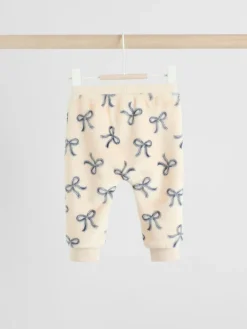 Clearance Next Cream/Grey Soft Velour Bow Print Jumper and Trousers Set (0mths-2yrs)