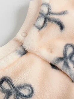 Clearance Next Cream/Grey Soft Velour Bow Print Jumper and Trousers Set (0mths-2yrs)