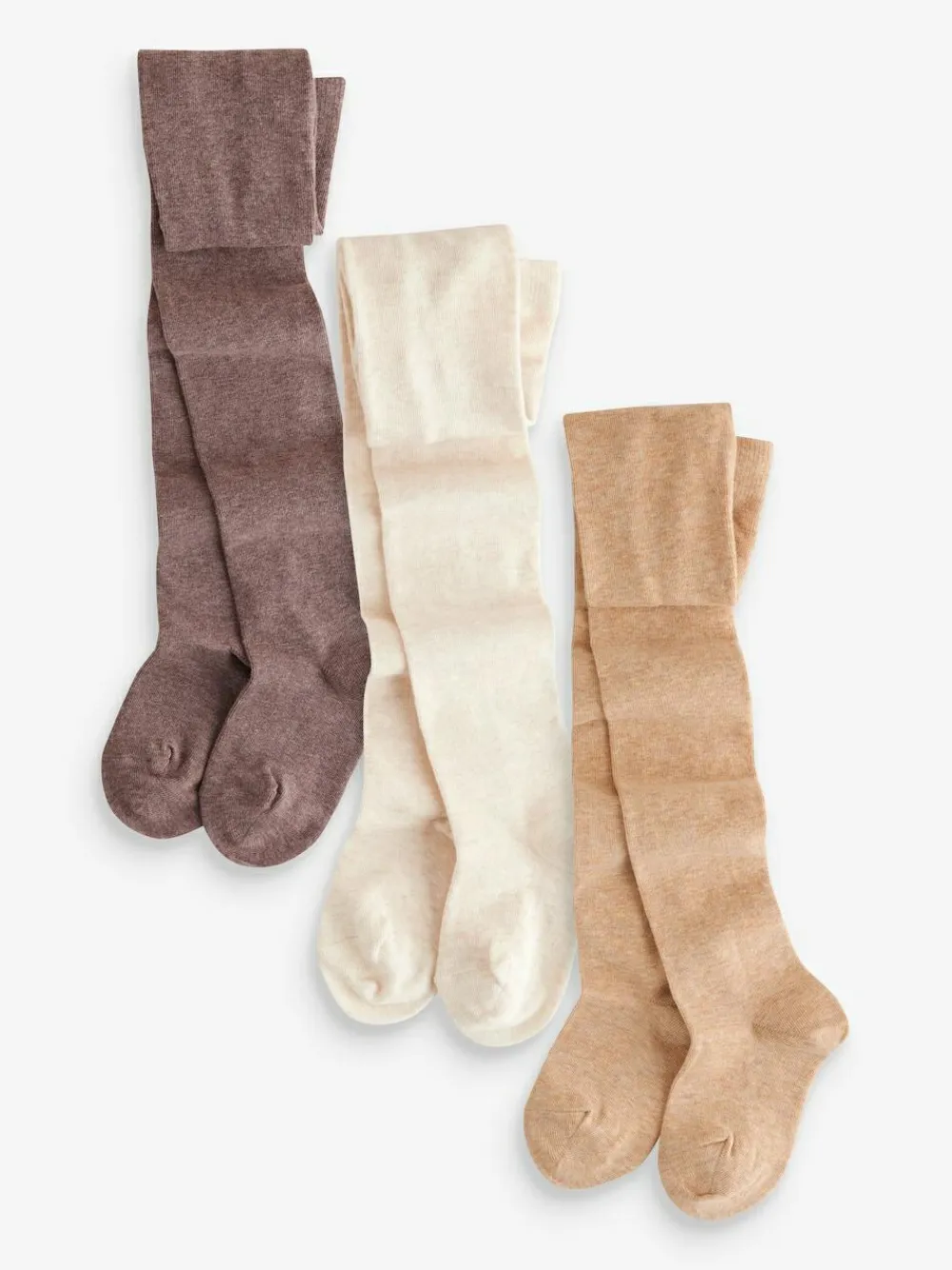 Online Next 3 Pack Cotton Rich Tights Cream/Neutral