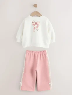 Hot Next Cream/Pink Barbie Sweatshirt & Wide Leg Joggers Set (3mths-7yrs)