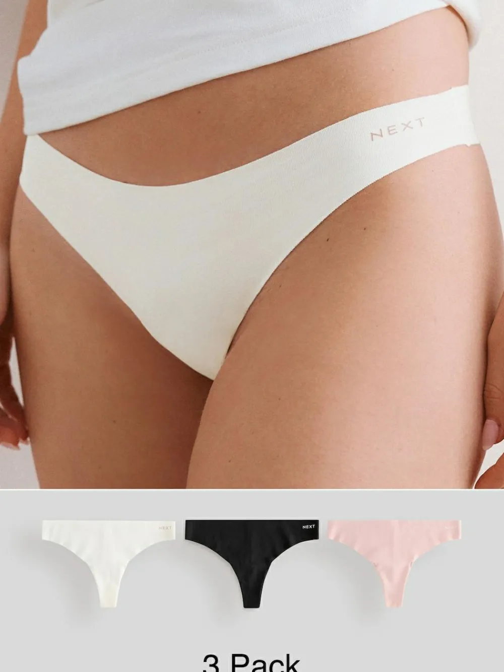 Next Thong Cotton Rich No VPL Knickers 3 Pack^Women Panties