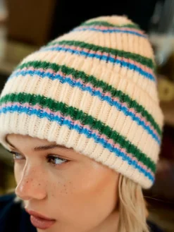 Next Cream/Pink/Green Knitted Beanie Hat^Women Hats|Hats, Gloves & Scarves