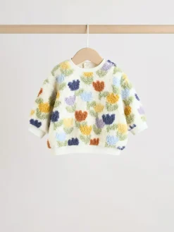 Outlet Next Baby Fleece Tops and Leggings Set 2 Piece (0mths-2yrs) Cream/Purple Tulip