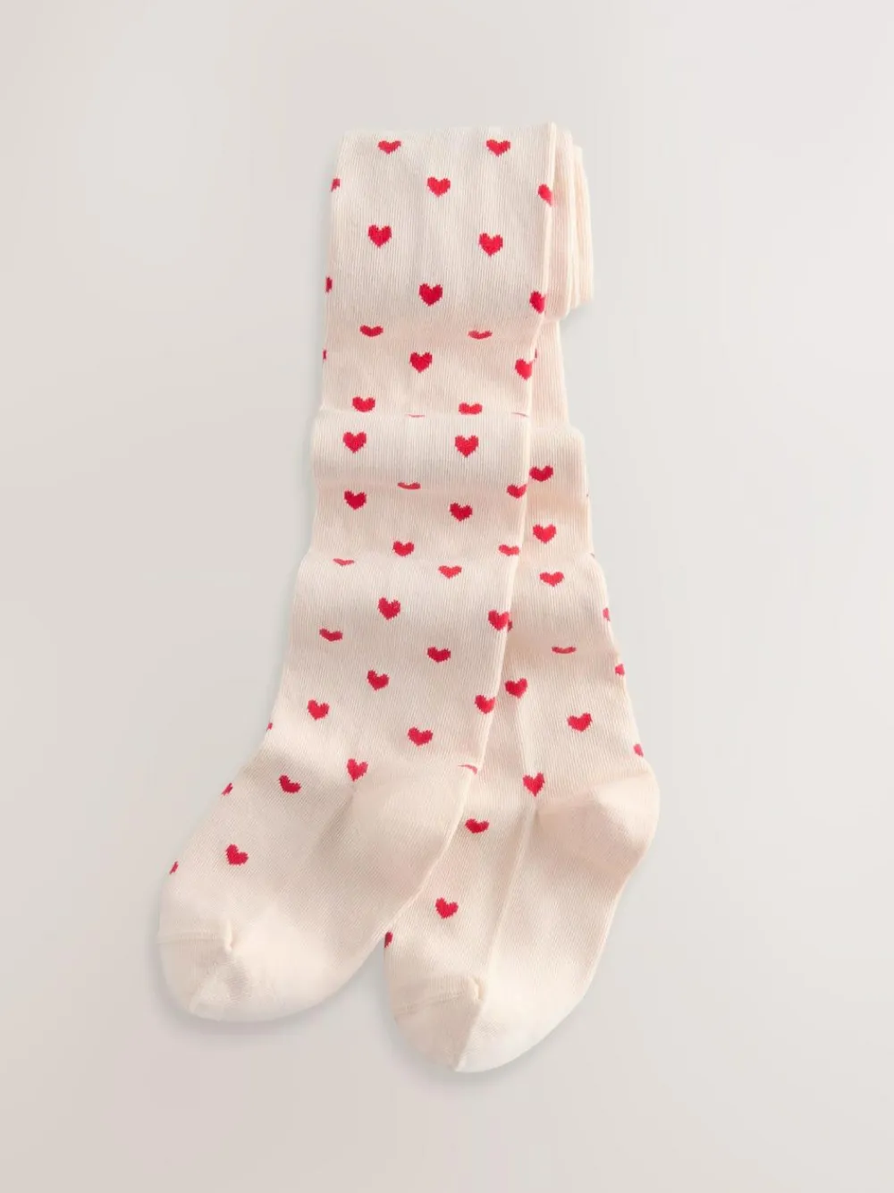 Next Cream/Red Cotton Rich Heart Tights^ Tights|Socks & Tights
