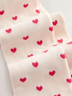 Next Cream/Red Cotton Rich Heart Tights^ Tights|Socks & Tights