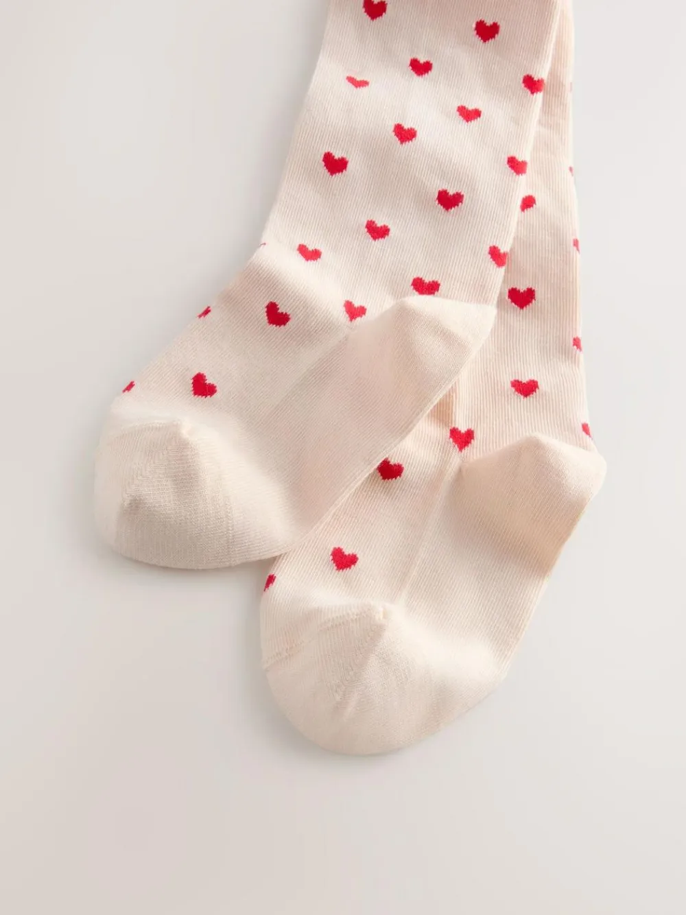 Next Cream/Red Cotton Rich Heart Tights^ Tights|Socks & Tights