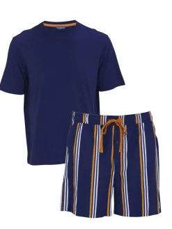 Cyberjammies Blue Jersey Top & Printed Stripe Shorts Set^ Pyjamas