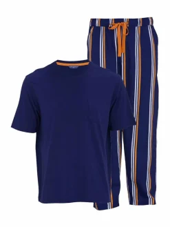 Best Cyberjammies Blue Jersey Top & Printed Stripe Pyjamas Set