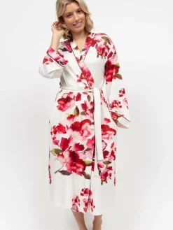 Cyberjammies Red Long Printed Jersey Dressing Gown^Women Bathrobes
