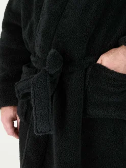 Hot D555 Newquay 1 Supersoft Dressing Gown With Hood Black