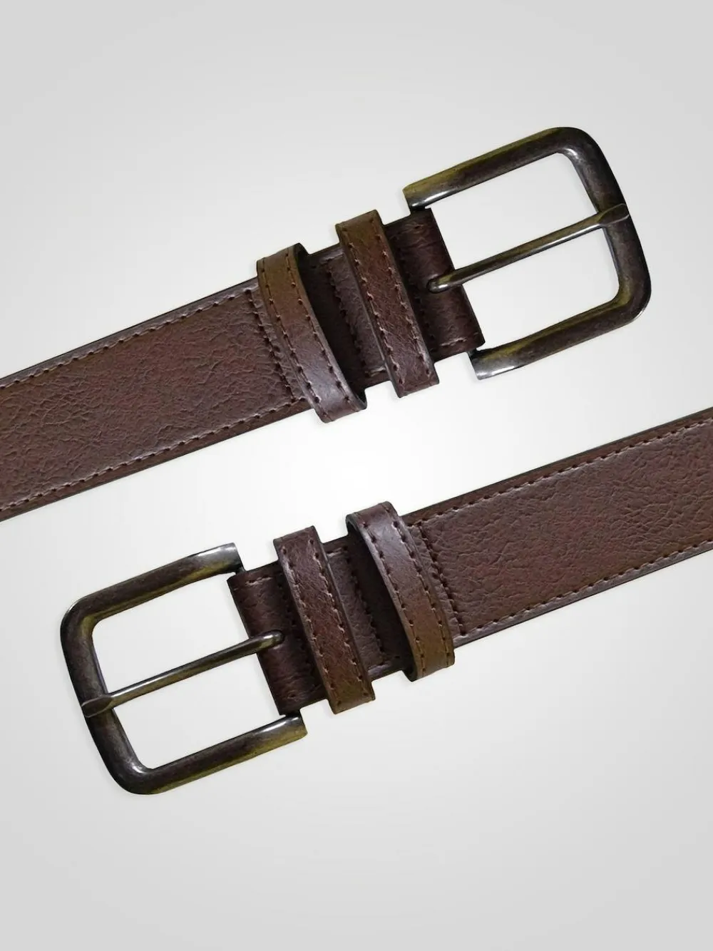 D555 Brown ARCHIE Antique Buckle Faux Leather Jeans Belt 3.9cm Width^ Belts & Braces