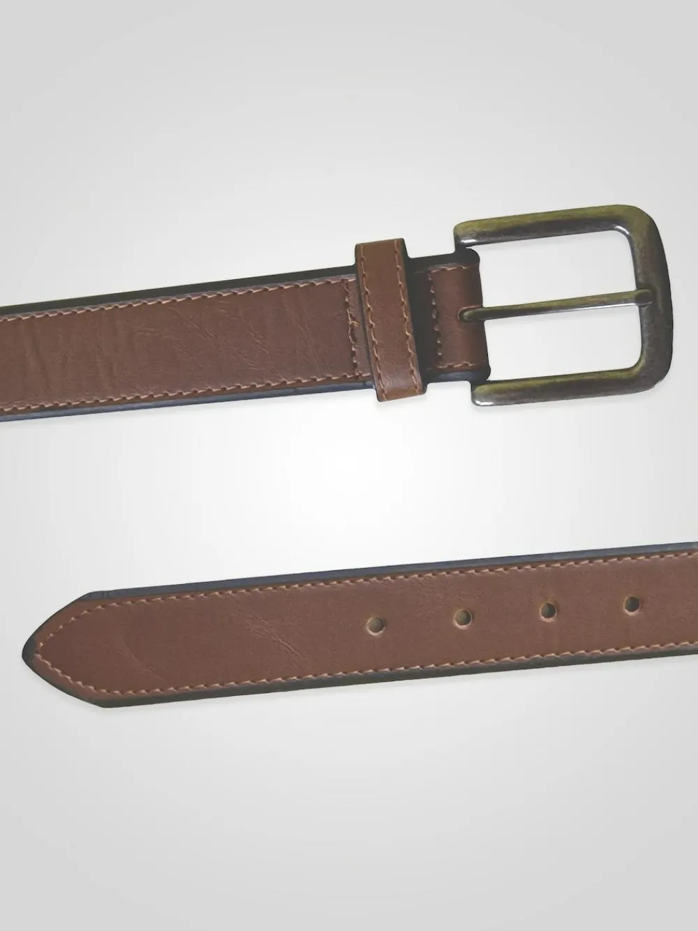 Best D555 Brown AVANT Burnished Edge Faux 3.50 cm Width Leather Belt