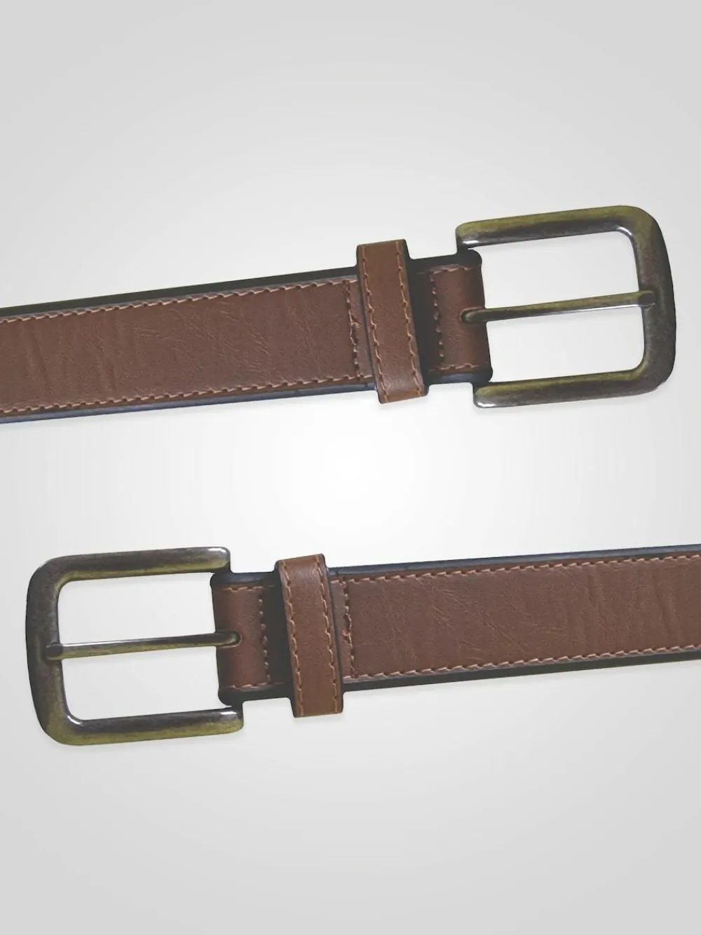 Best D555 Brown AVANT Burnished Edge Faux 3.50 cm Width Leather Belt
