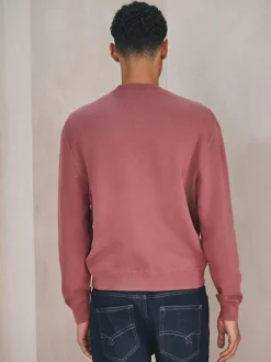 Best Next N. Premium Cotton Rich Relaxed Fit Mid Weight Knitted Sweatshirt Damson Pink