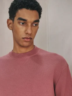 Best Next N. Premium Cotton Rich Relaxed Fit Mid Weight Knitted Sweatshirt Damson Pink